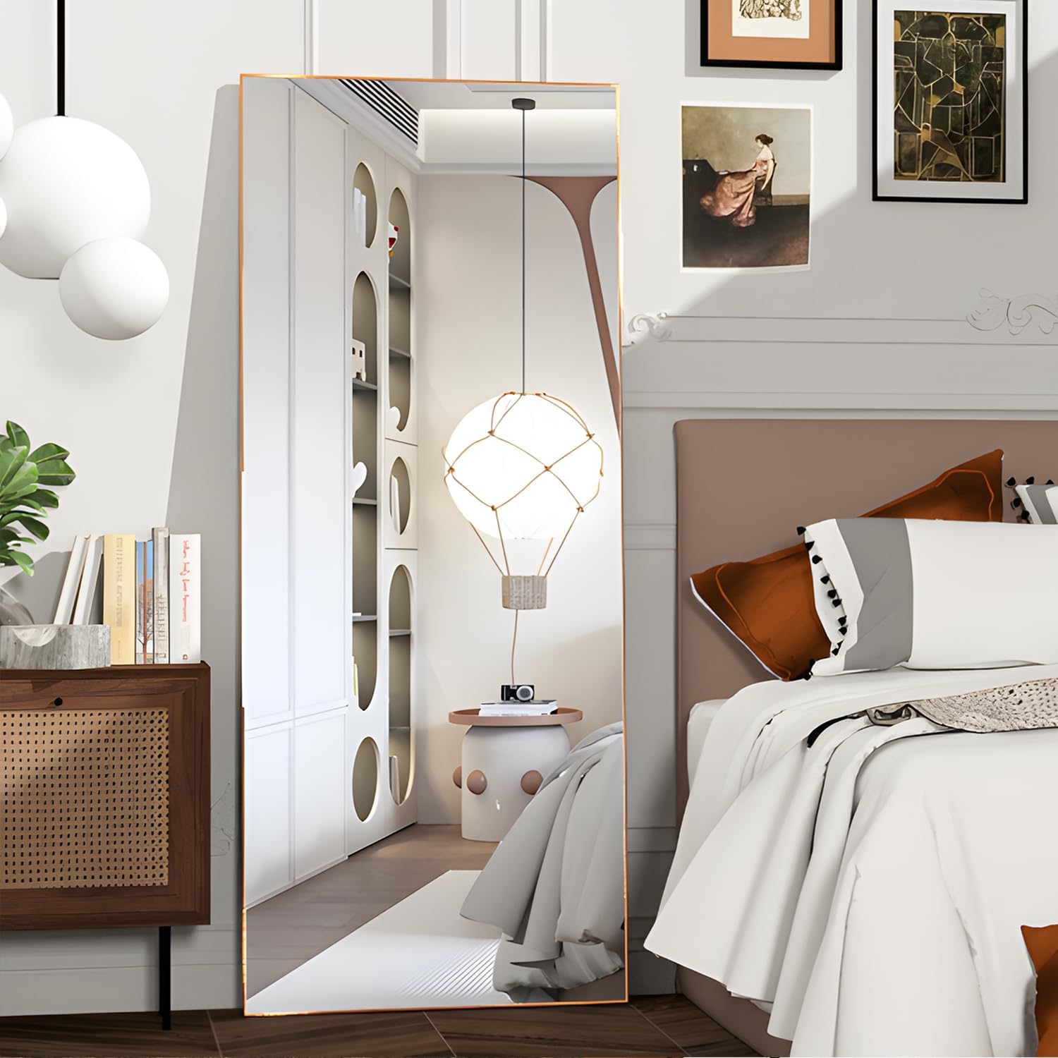 Full Length Mirror 57"x24" Floor Mirror Large Gold Mirror Body Rectangle Mirror for Bedroom Living Room Standing Hanging or Leaning Against Wall Aluminum Alloy Frame - Image 3