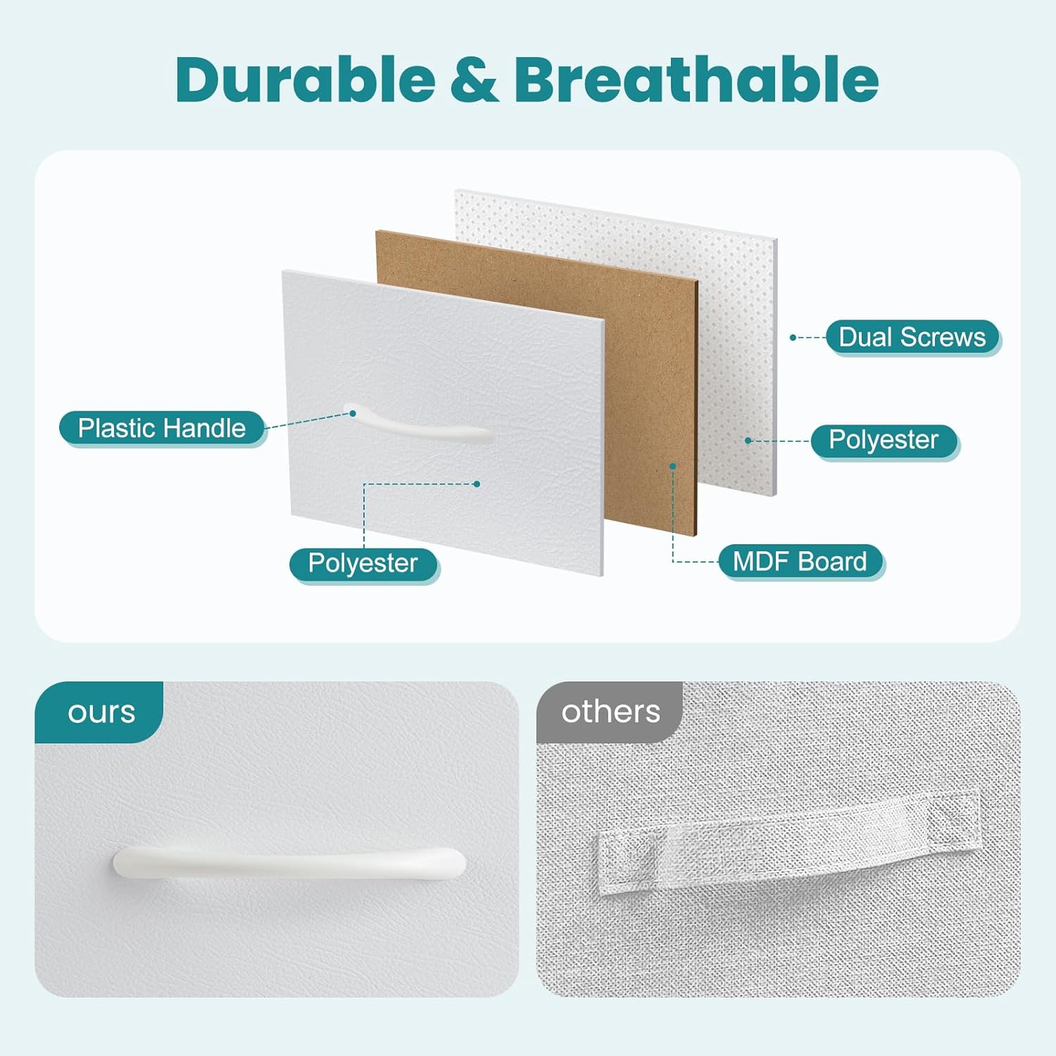 OLIXIS Dresser for Bedroom with 5 Drawers, Wide Chest of Drawers, Fabric Bedroom Dresser with Drawer Organizer, Storage Organizer Unit with Fabric Bins for Closet, Living Room, Hallway, Pure White - Image 5