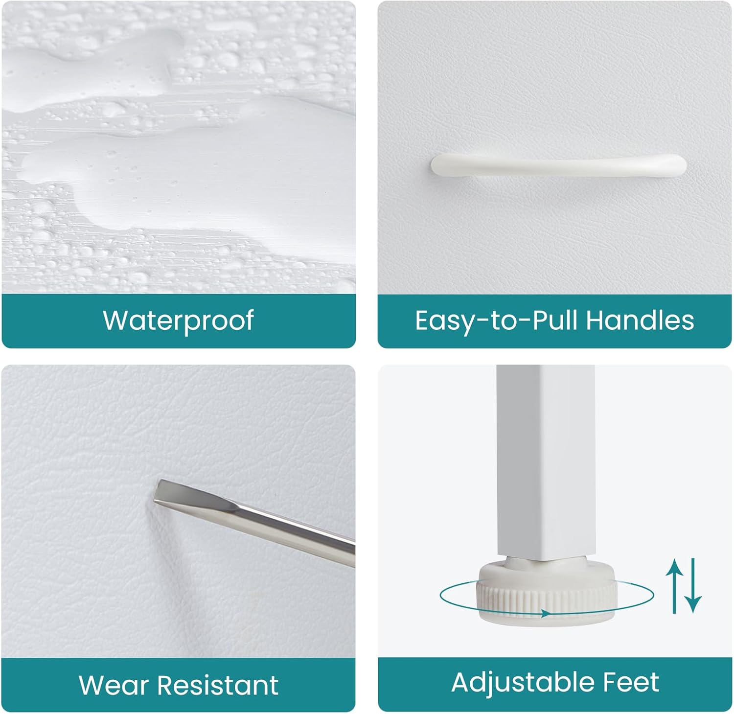 OLIXIS Dresser for Bedroom with 5 Drawers, Wide Chest of Drawers, Fabric Bedroom Dresser with Drawer Organizer, Storage Organizer Unit with Fabric Bins for Closet, Living Room, Hallway, Pure White - Image 6