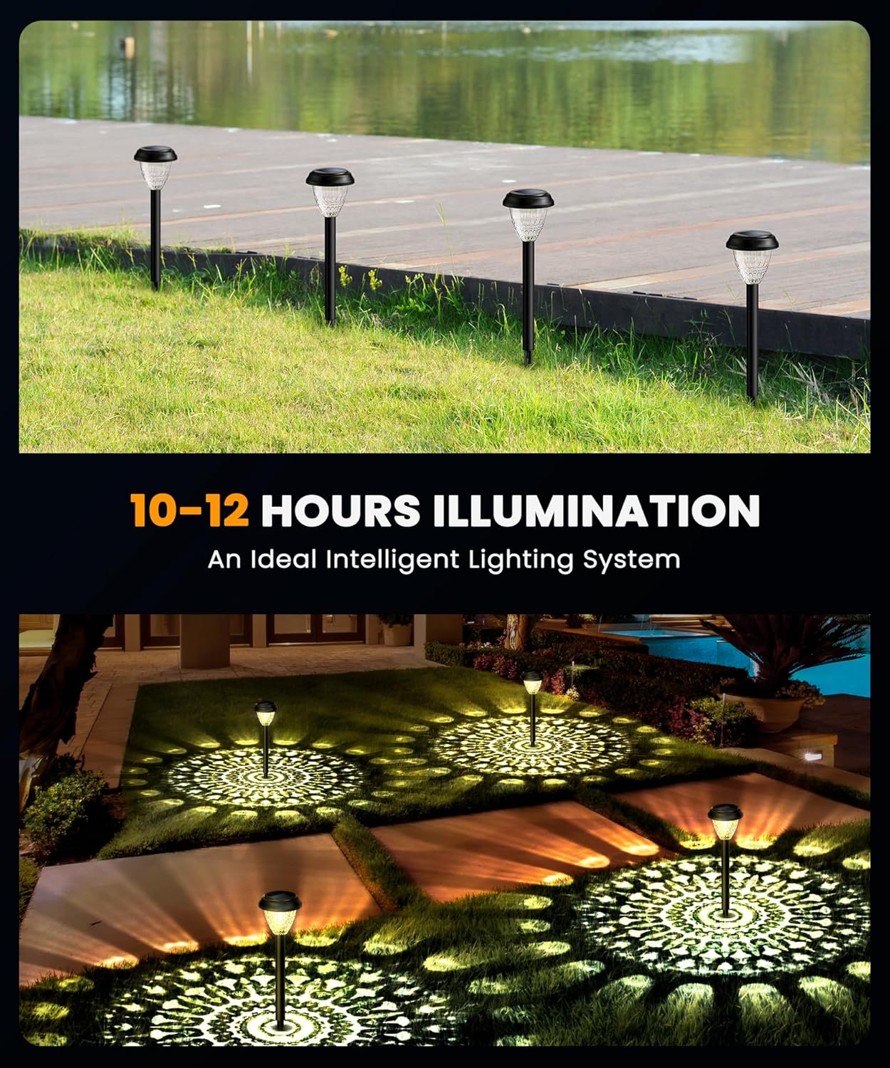 Super Bright Solar Lights for Outside, Up to 12H Solar Lights Outdoor Waterproof, 8 Pack Outdoor Lights Decorative, Garden Lights Dusk to Dawn Auto On/Off,Solar Pathway Lights for Yard,Landscape - Image 4